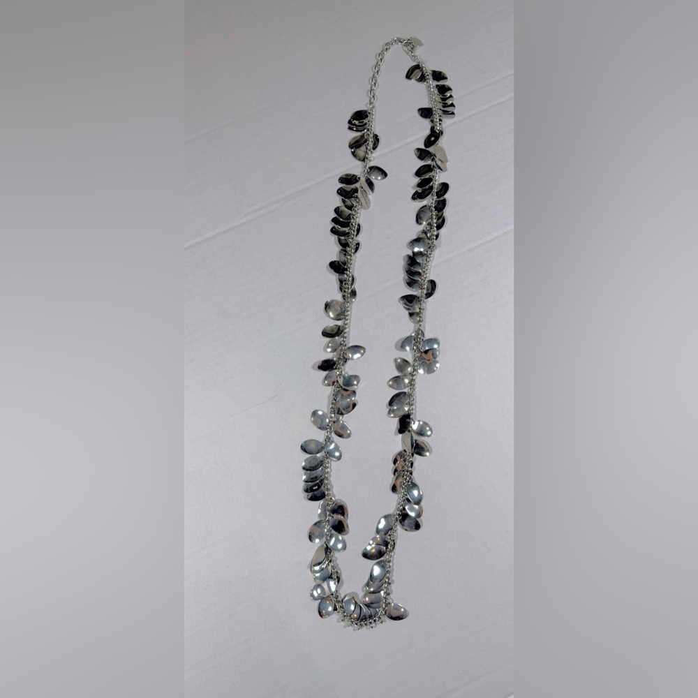 Graziano CN‎ Necklace 39 Inch Repeating Silver Metal Discs